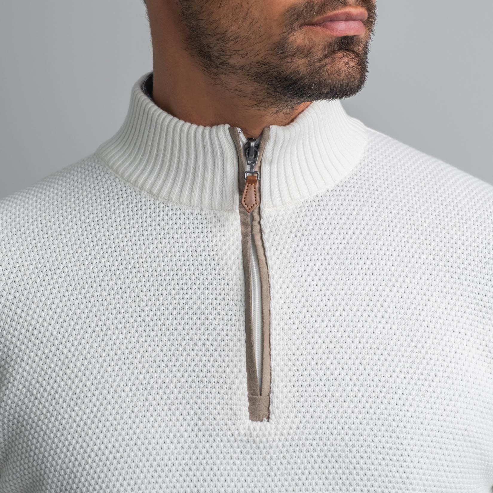 Navy & Green Πλεκτό Βαμβακερό με Λουπέτο Γιάκα και Φερμουάρ - Image 2