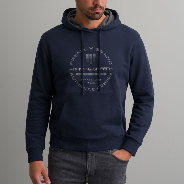 Navy & Green Μπλε Μπλούζα Φούτερ με Κουκούλα