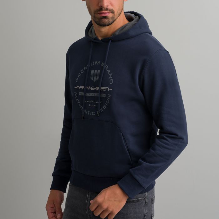 Navy & Green Μπλε Μπλούζα Φούτερ με Κουκούλα - Image 2