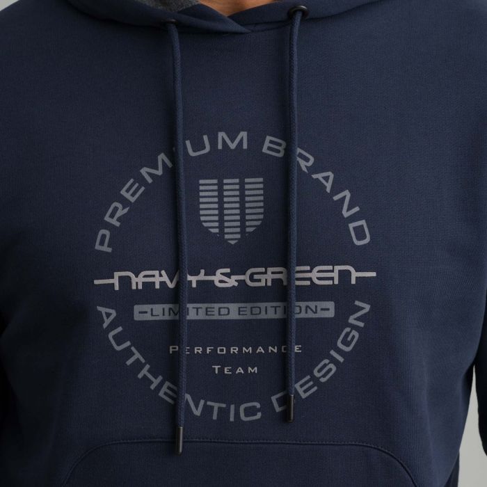 Navy & Green Μπλε Μπλούζα Φούτερ με Κουκούλα - Image 3