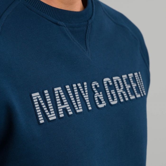 Navy & Green Μπλούζα Φούτερ Λαιμόκοψη - Image 4