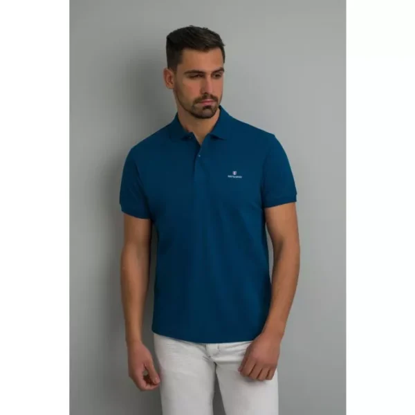 Navy & Green Μονόχρωμο Μπλουζάκι Πόλο