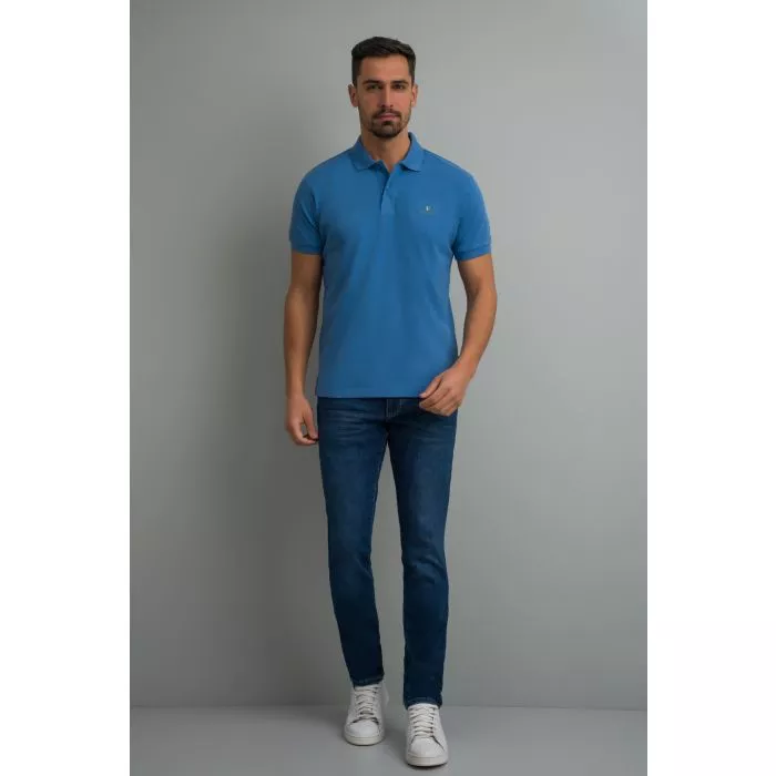 Navy & Green Μονόχρωμο Μπλουζάκι Πόλο - Image 2