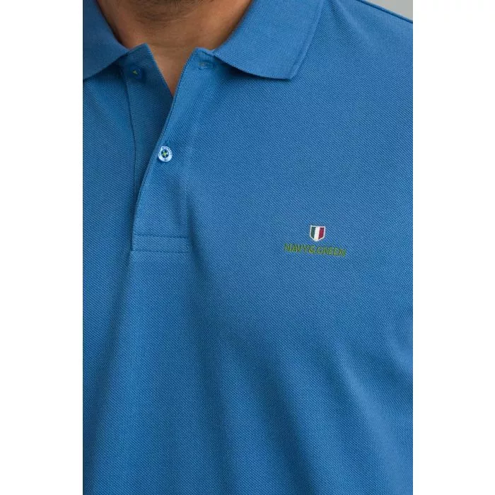 Navy & Green Μονόχρωμο Μπλουζάκι Πόλο - Image 4