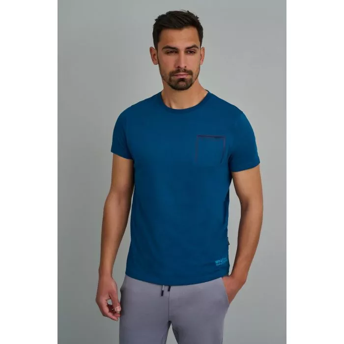 Navy & Green Μπλούζα Λαιμόκοψη Με Τσεπάκι