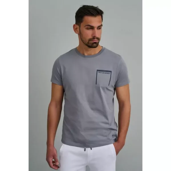 Navy & Green Μπλούζα Λαιμόκοψη Με Τσεπάκι