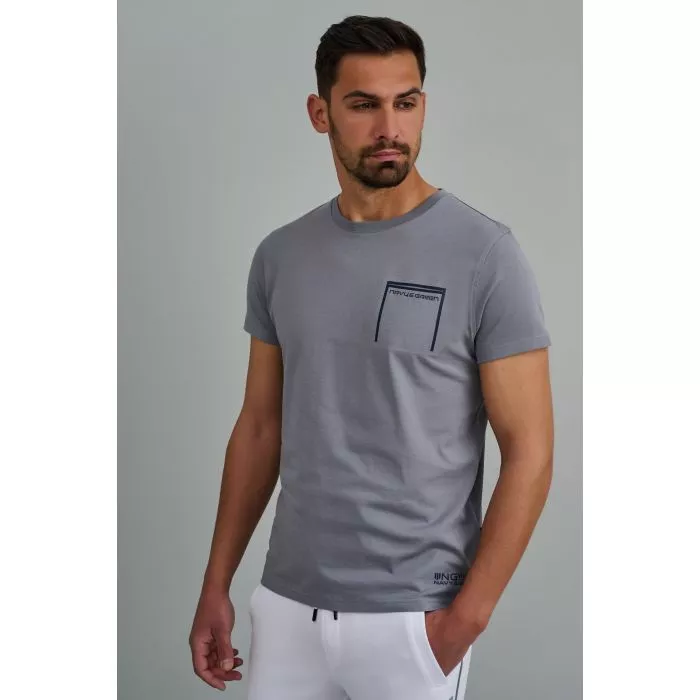 Navy & Green Μπλούζα Λαιμόκοψη Με Τσεπάκι - Image 4