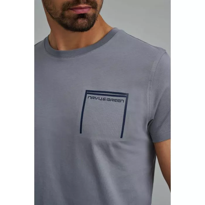 Navy & Green Μπλούζα Λαιμόκοψη Με Τσεπάκι - Image 5