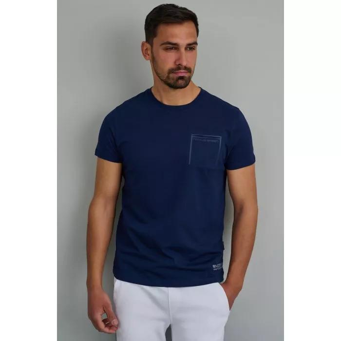 Navy & Green Μπλούζα Λαιμόκοψη Με Τσεπάκι - Image 3