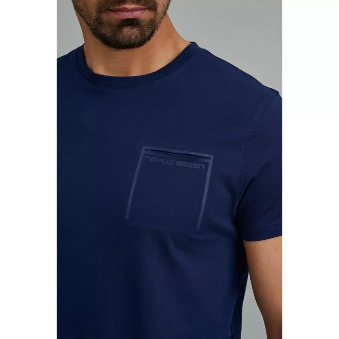 Navy & Green Μπλούζα Λαιμόκοψη Με Τσεπάκι - Image 4