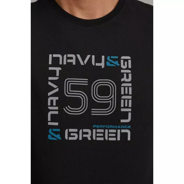 Navy & Green Μπλούζα Λαιμόκοψη με Τύπωμα - Image 3