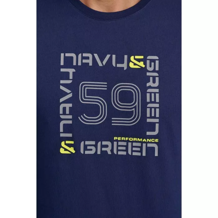 Navy & Green Μπλούζα Λαιμόκοψη με Τύπωμα - Image 4