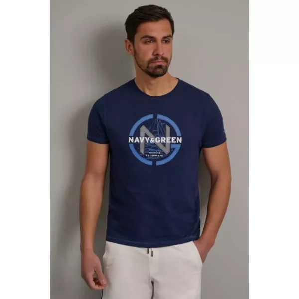 Navy & Green Μπλούζα Λαιμόκοψη