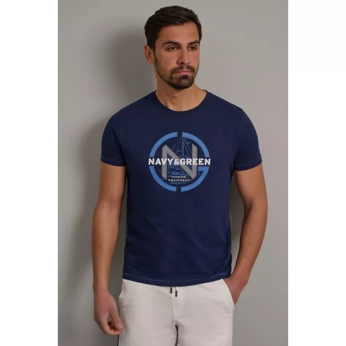 Navy & Green Μπλούζα Λαιμόκοψη