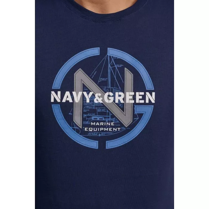 Navy & Green Μπλούζα Λαιμόκοψη - Image 4