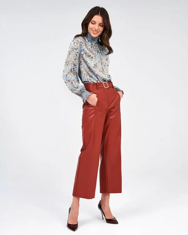Forel Παντελόνι Δερματίνη στο Χρώμα της Πάπρικας