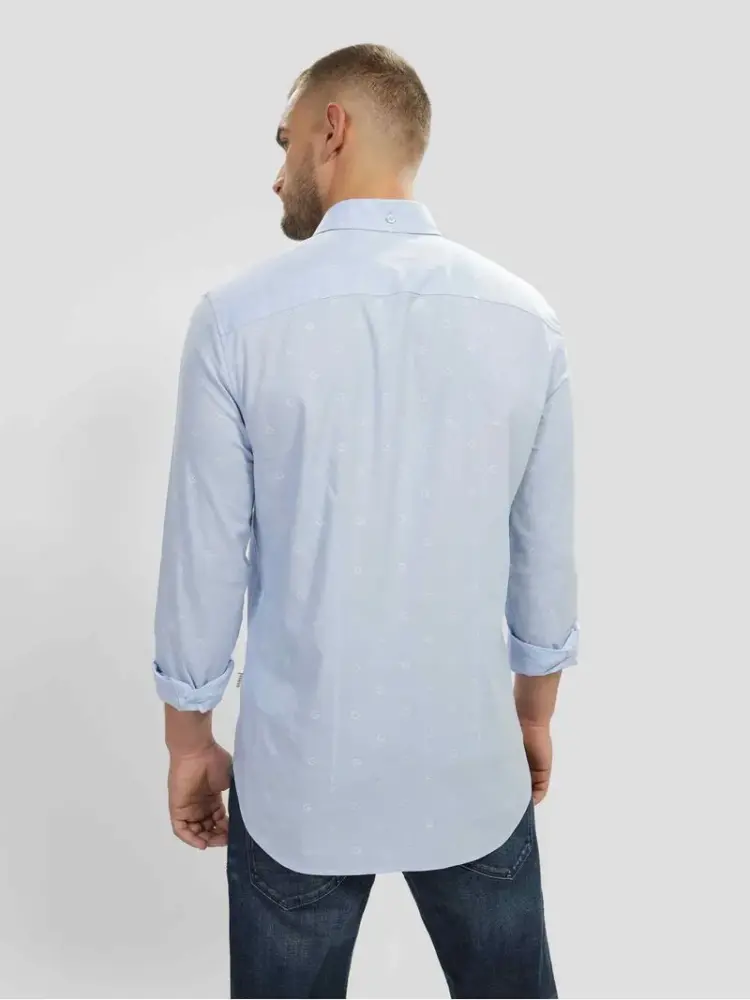 Guess Sunset Ανδρικό Πουκάμισο Μακρυμάνικo με Στενή Γραμμή Γαλάζιο - Image 3