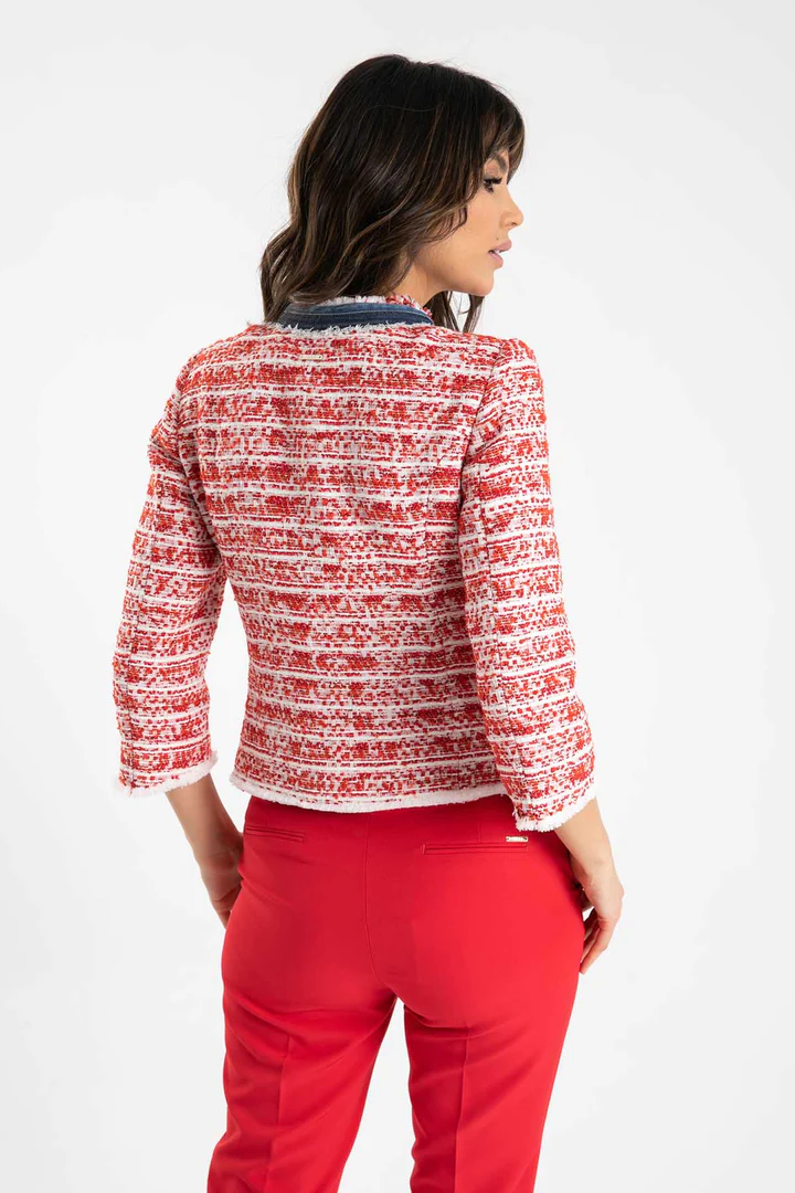 Liu Jo Παντελόνι Slim Fit με Ρεβέρ Κόκκινο - Image 4