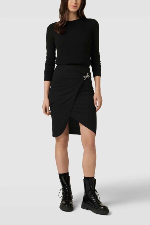 Guess Mini Φούστα Μονόχρωμη Μαύρη με Δέσιμο στο Πλάϊ