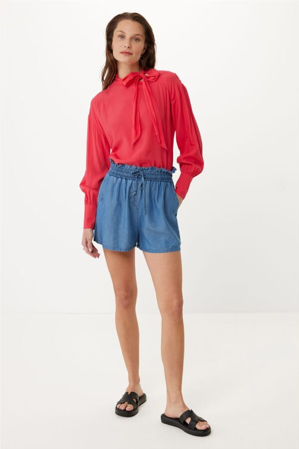 Mexx Denim Σορτς Navy Μπλέ με Σούρες στη Μέση