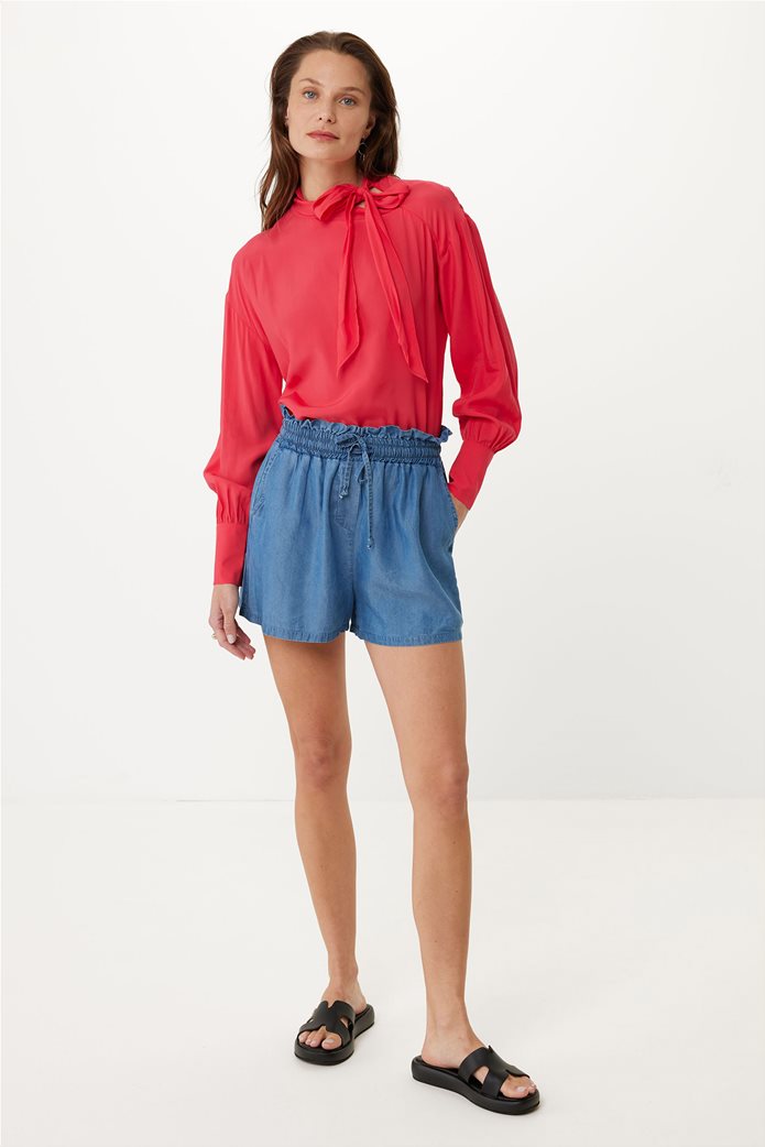 Mexx Denim Σορτς Navy Μπλέ με Σούρες στη Μέση