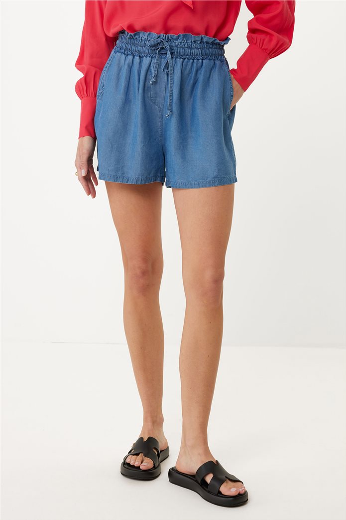 Mexx Denim Σορτς Navy Μπλέ με Σούρες στη Μέση - Image 3