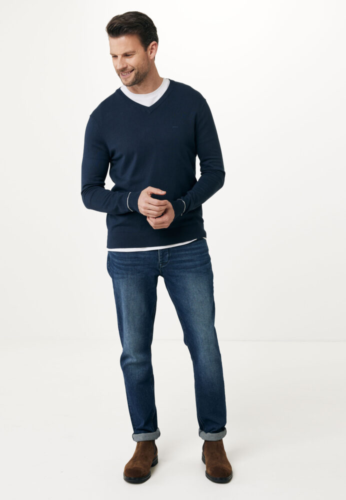 Mexx Fashion Ανδρικό Πουλόβερ Μακρυμάνικο με Λαιμόκοψη Τύπου V Μπλέ Σκούρο - Image 2