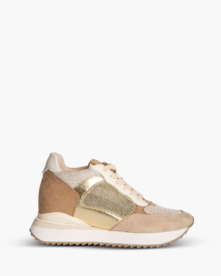 Corina Sneaker Μπεζ Χρυσό με εσωτερική φιάπα - Image 4