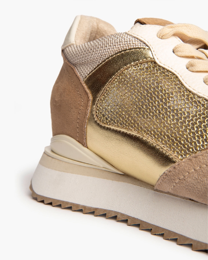 Corina Sneaker Μπεζ Χρυσό με εσωτερική φιάπα - Image 5