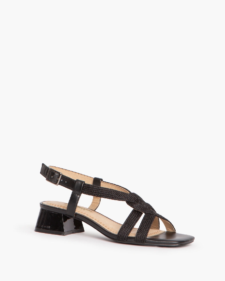 Corina Μαύρο Πέδιλο με τετράγωνο χαμηλό τακούνι