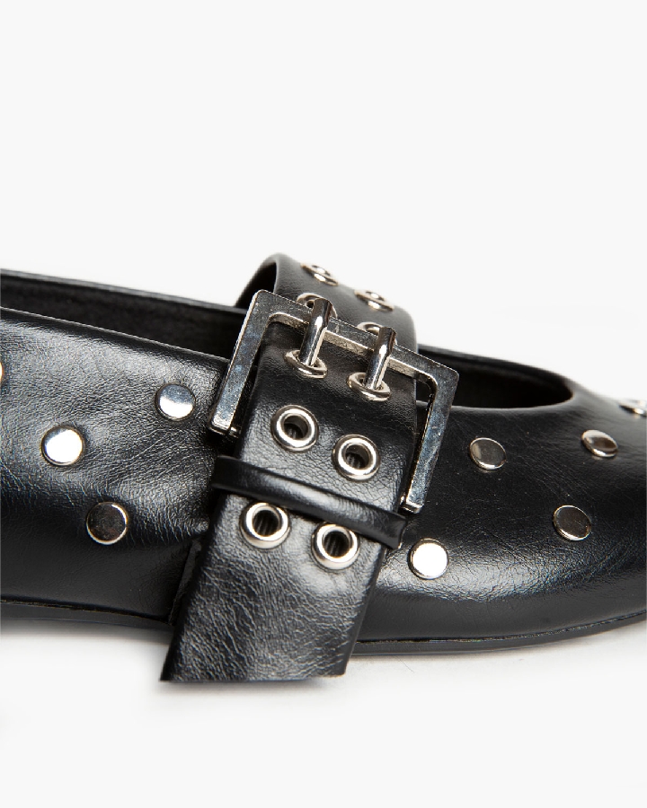 Corina Flat Μυτερά Μαύρα Μοκασίνια - Image 3