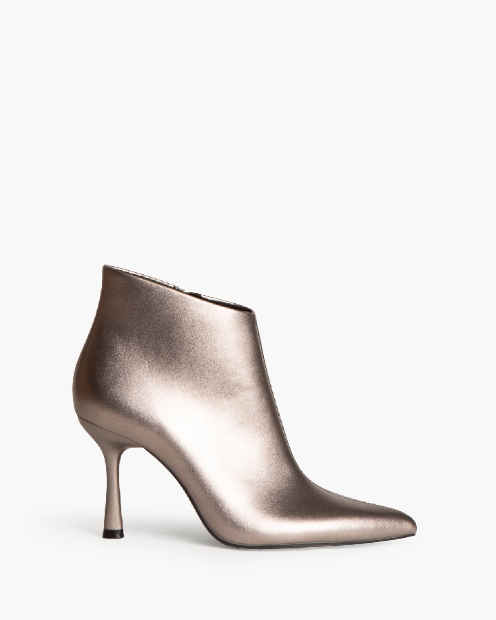 Corina Eco Leather Ασημί Μυτερό Μποτάκι