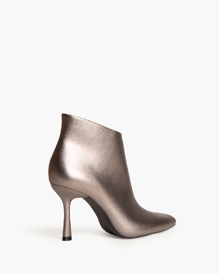 Corina Eco Leather Ασημί Μυτερό Μποτάκι - Image 2