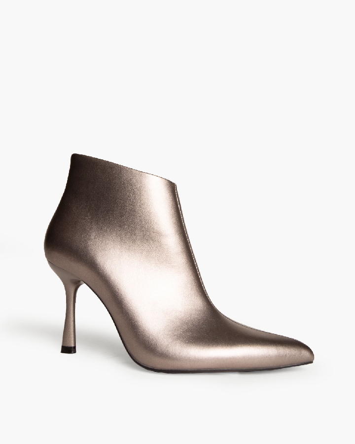 Corina Eco Leather Ασημί Μυτερό Μποτάκι - Image 5