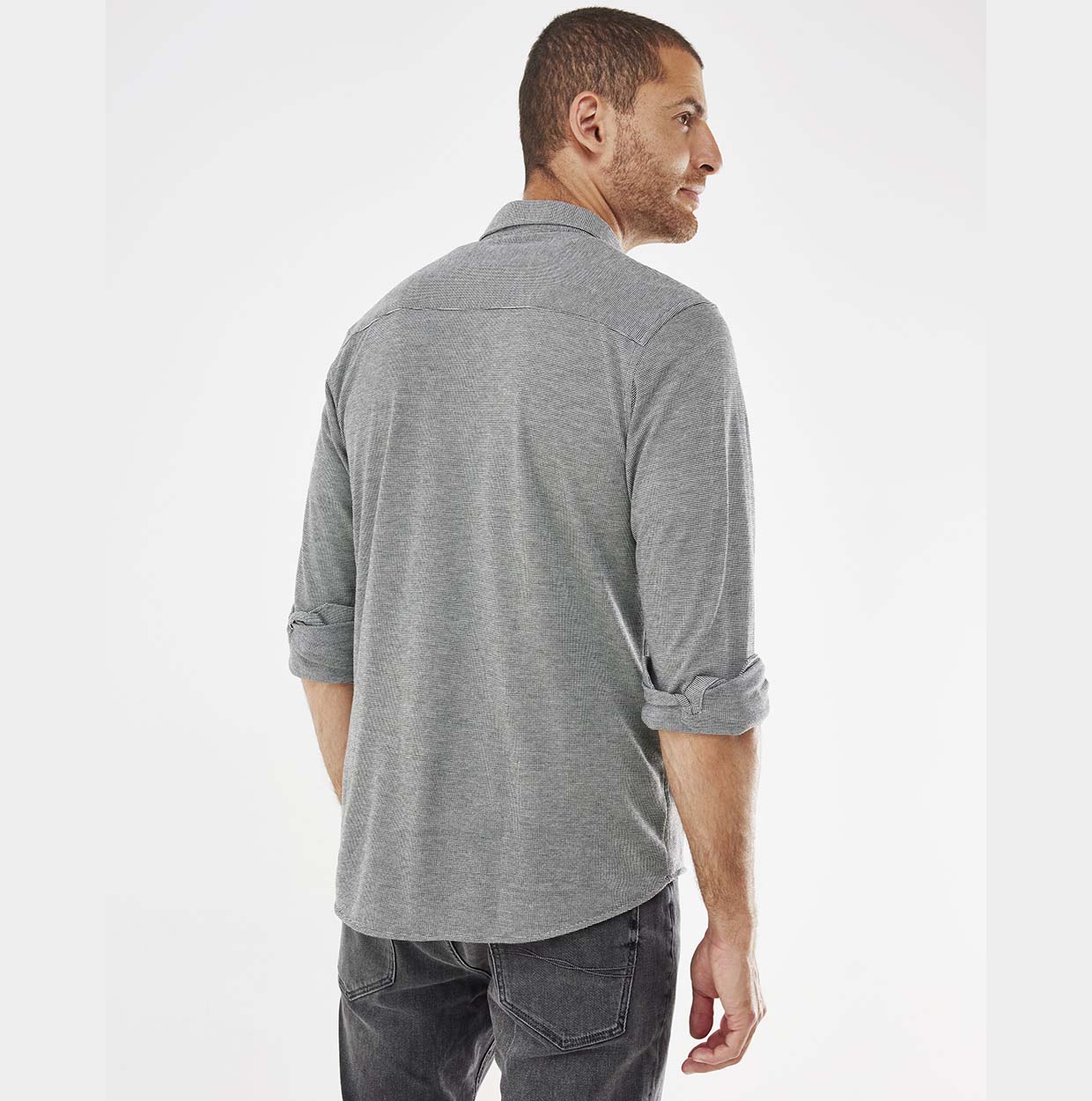 Mexx Ανδρικό Βαμβακερό Πουκάμισο Γκρι Σκούρο - Image 2