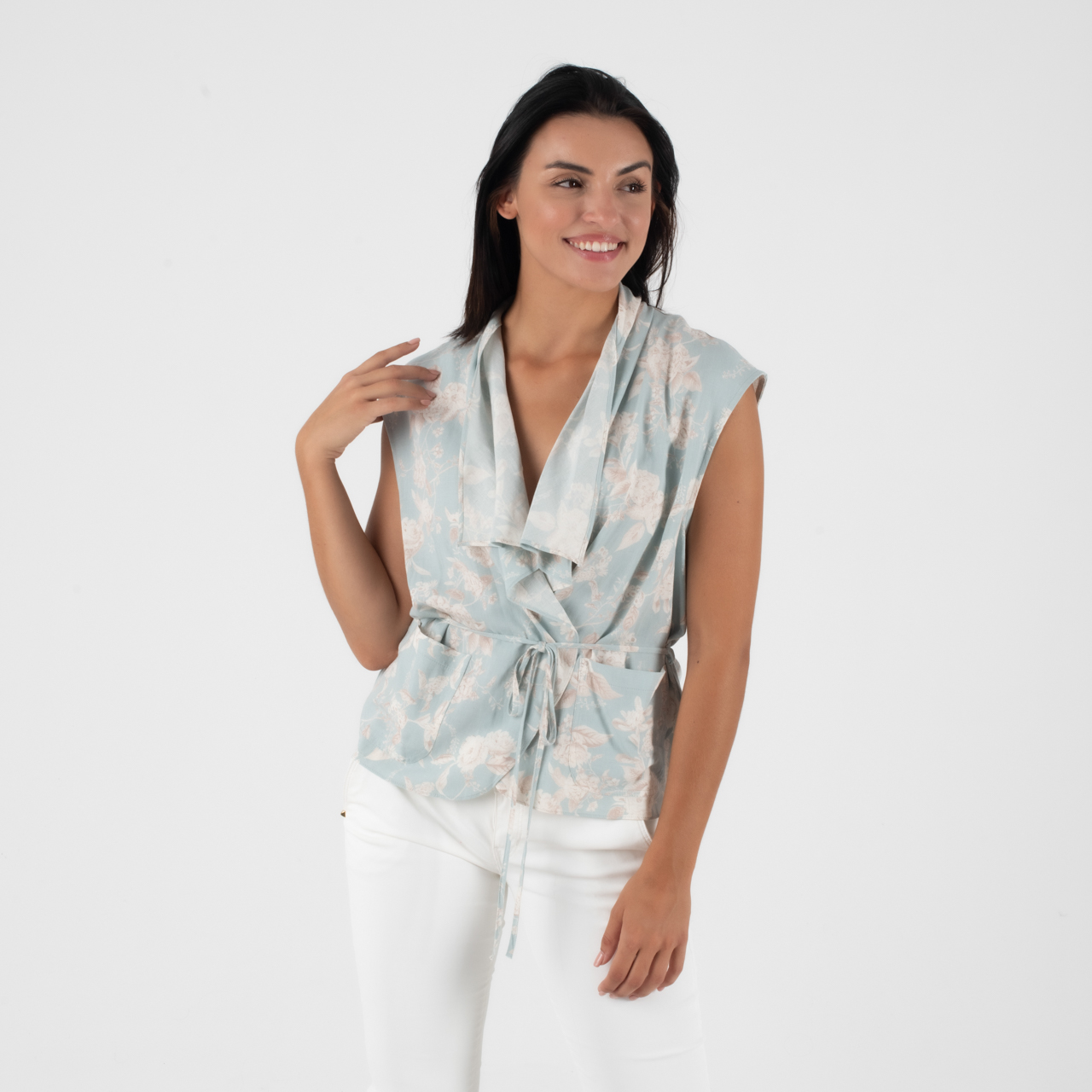 Forel Αμάνικο Γιλέκο/ Μπλούζα σε παστελ αποχρώσεις με λουλούδια