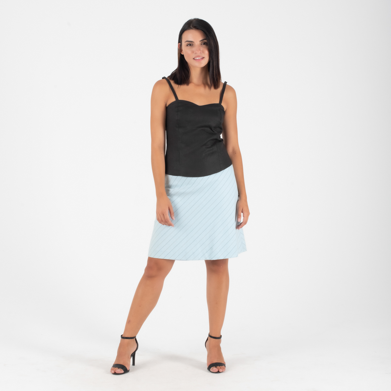 Mexx Γαλάζια Φούστα Με ρίγες σε αλφα γραμμή - Image 4