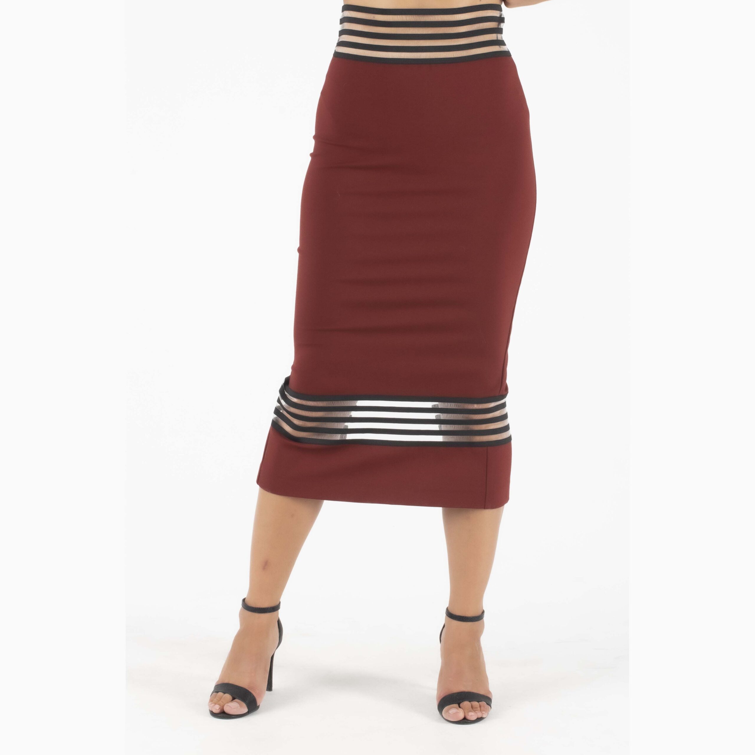 C. Manolo Ψηλόμεση Φούστα Κεραμιδί / Καφέ - Image 3