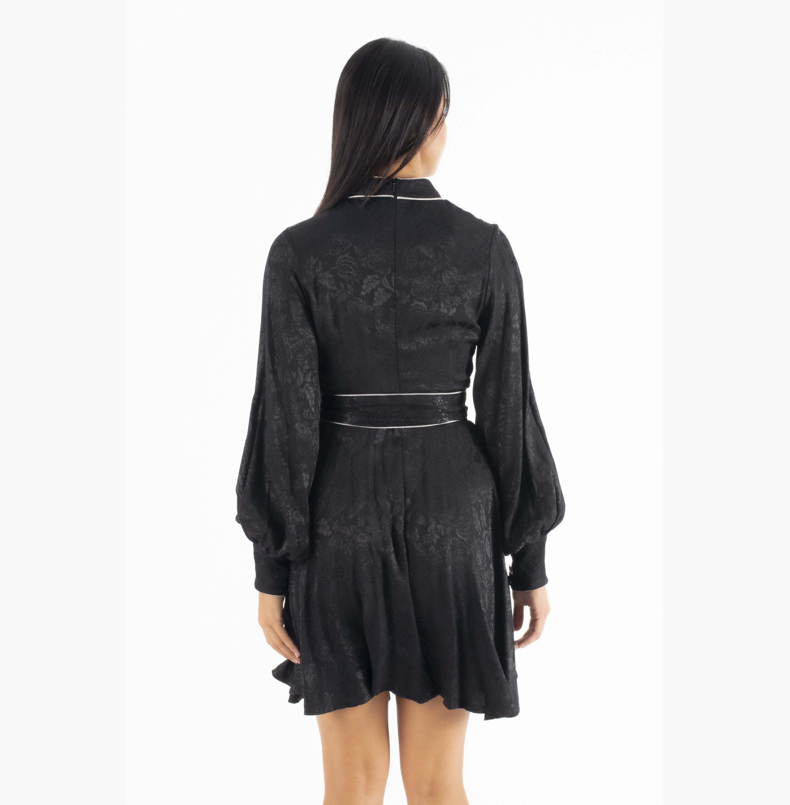 Lace Μαύρο Μεταξωτό midi Φόρεμα Τύπου Κιμονό - Image 4