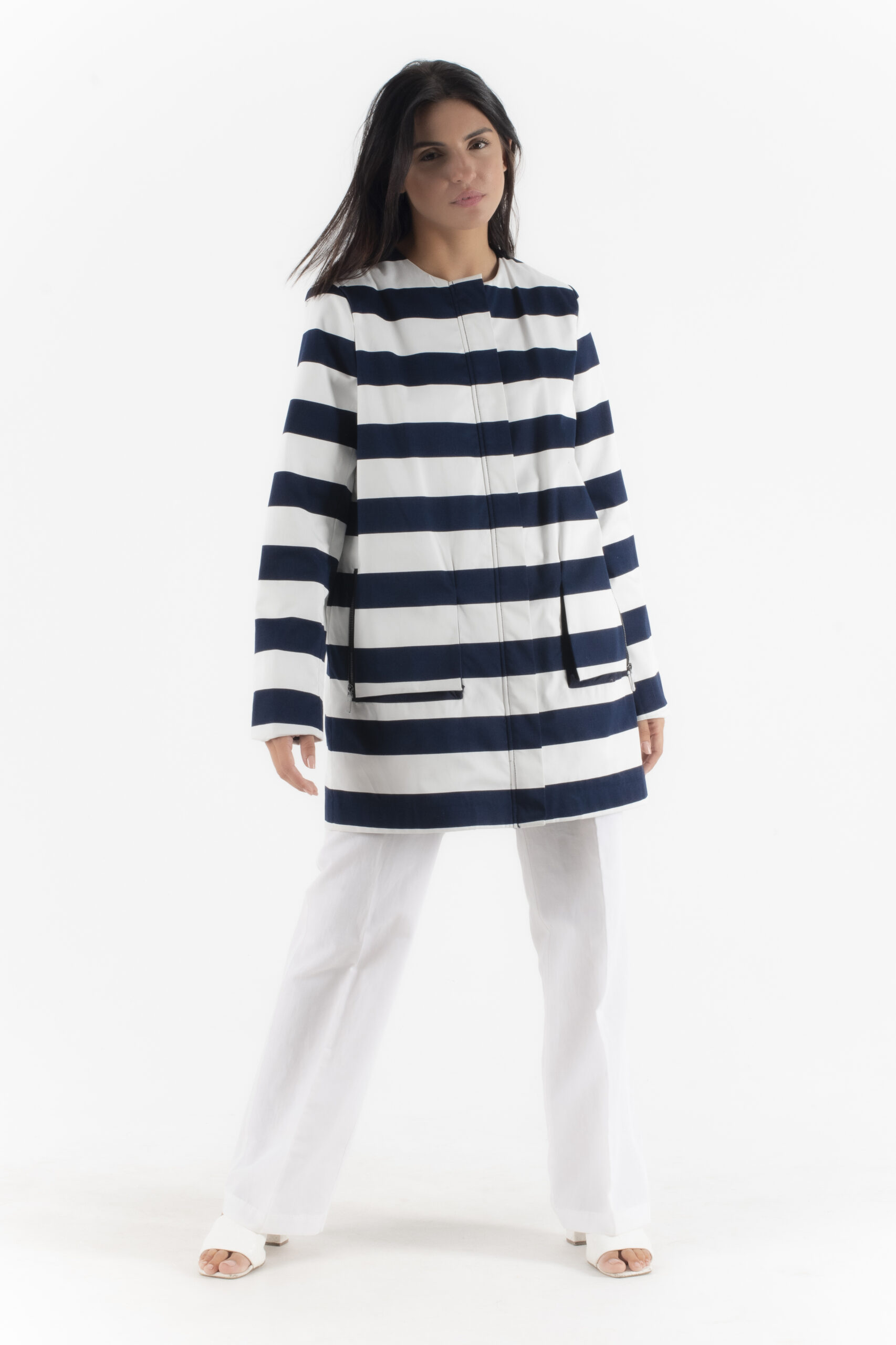 Mexx Ριγέ Άσπρη - Μπλέ Καπαρντίνα - Image 2