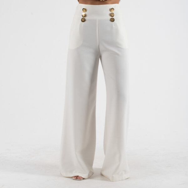 Manolo Άσπρη Παντελόνα με Χρυσά κουμπιά