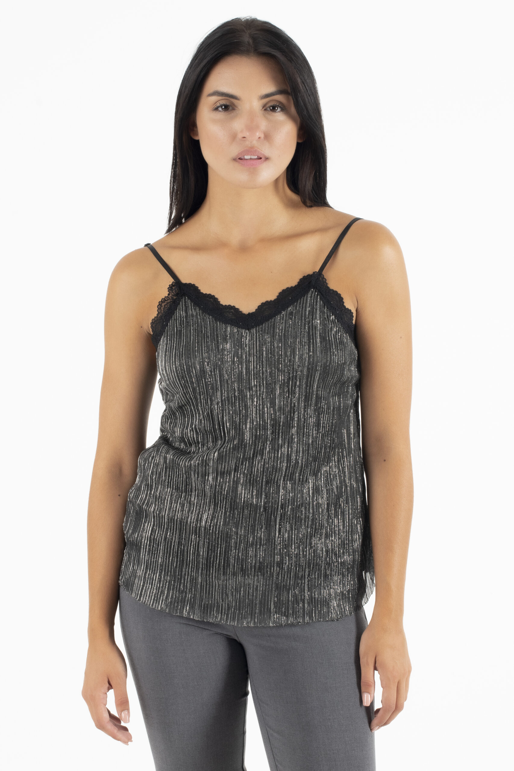 Manolo Μαύρη-Ασημί Μπλούζα Τύπου Lingerie - Image 4