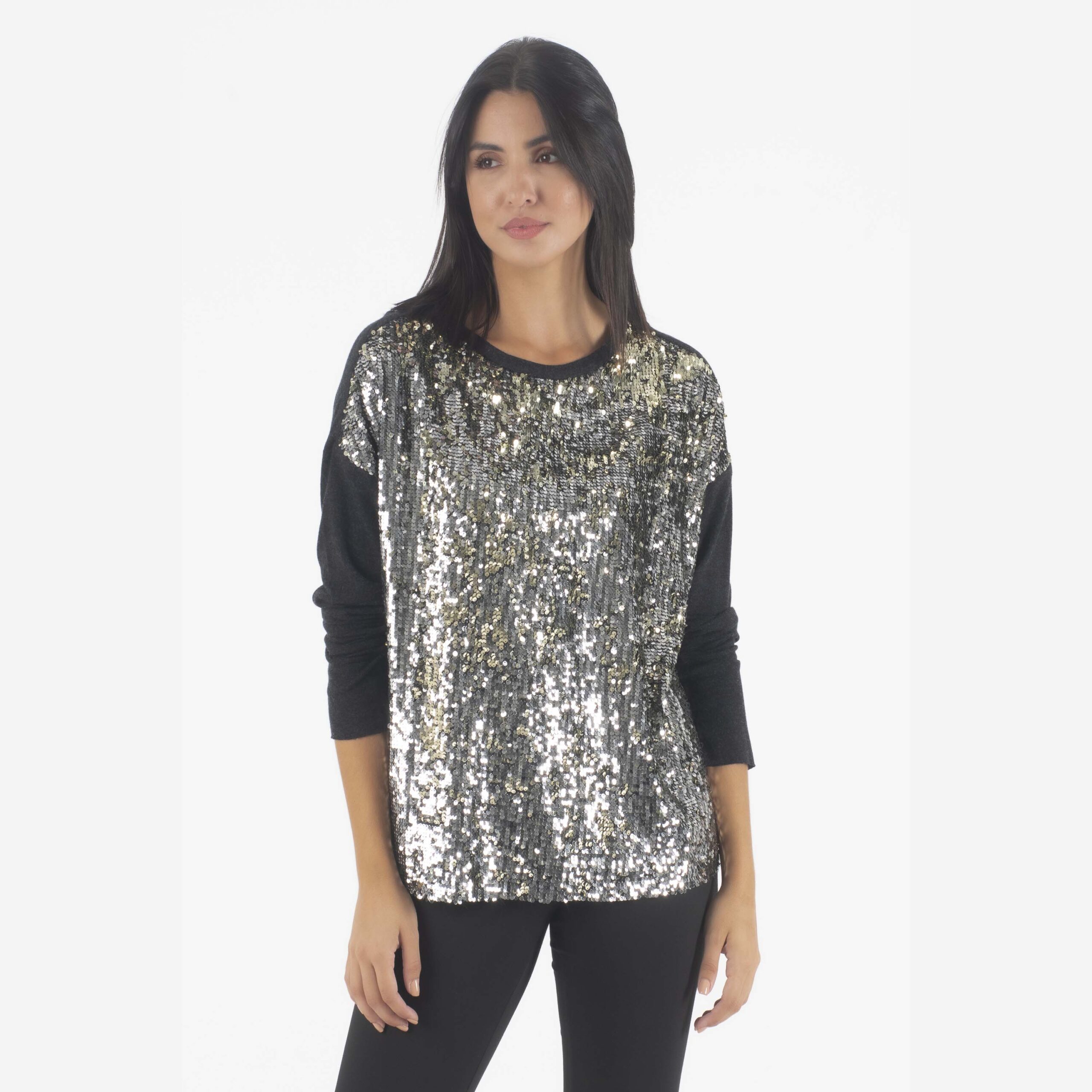 C. Manolo Μπλούζα με Ασημί Παγέτα