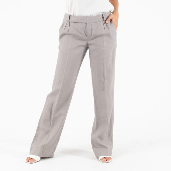 Mexx Λινό Παντελόνι Σε φαρδιά Γραμμή Γκρι Ανοιχτό