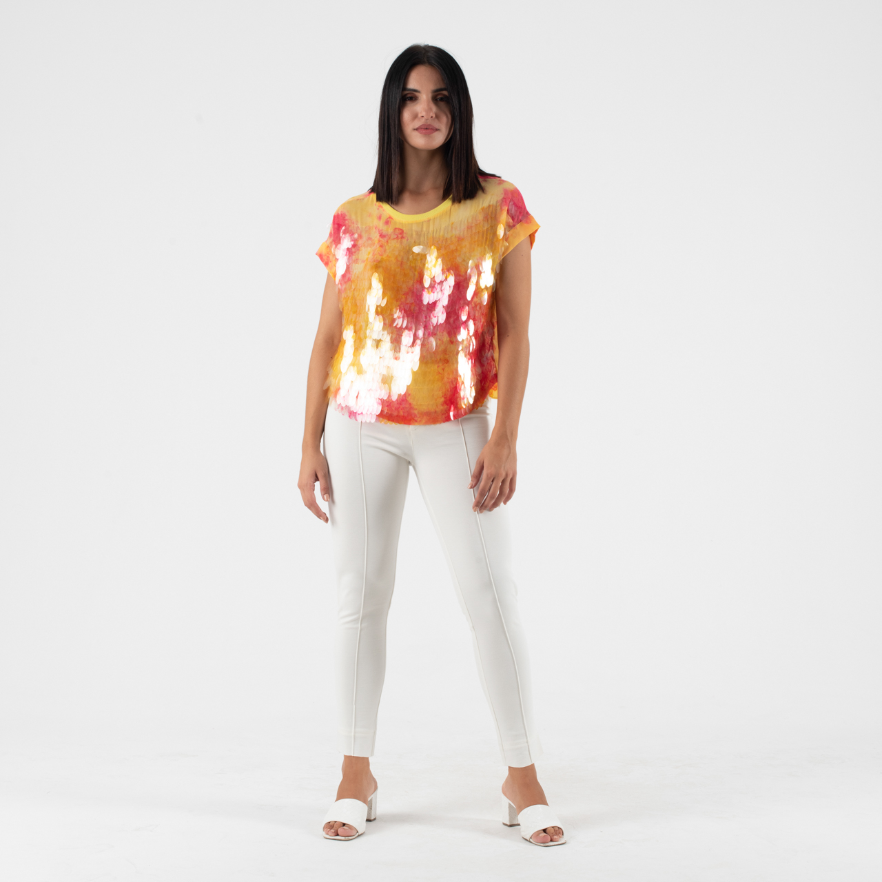 C. Manolo Μπλούζα Κίτρινη - Φούξια με Μεγάλες Παγιέτες - Image 4