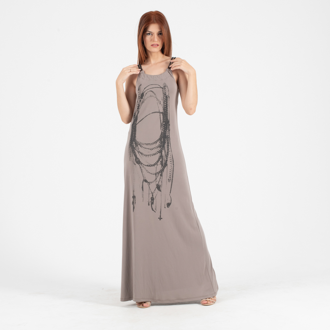 Manolo Maxi Βαμβακερό Φόρεμα με Αλυσίδες στις ράντες - Image 5