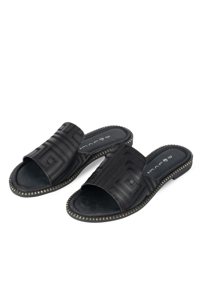 Dolce Γυναικεία Δερμάτινα Μαύρα Σανδάλια - Image 4