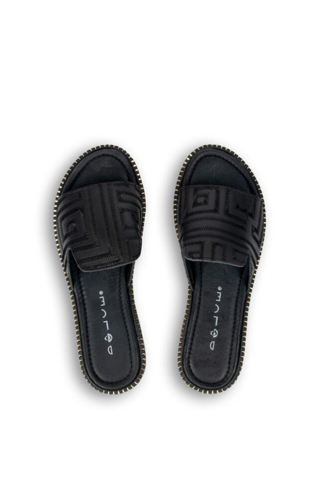 Dolce Γυναικεία Δερμάτινα Μαύρα Σανδάλια - Image 3