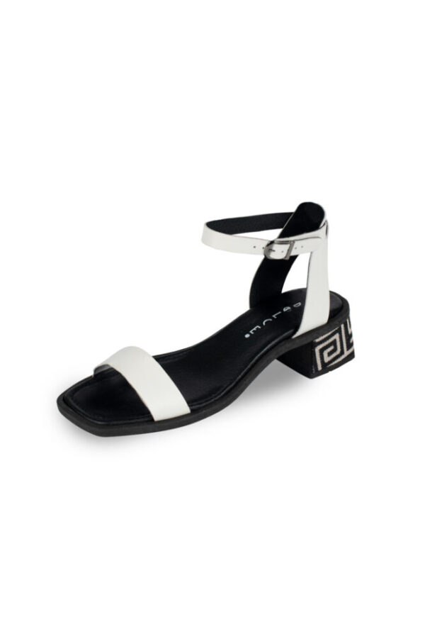 Dolce Γυναικεία Δερμάτινα Λευκά Πέδιλα με Χαμηλό Τακούνι