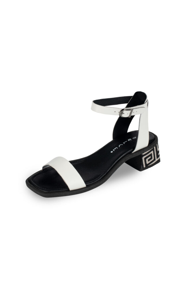 Dolce Γυναικεία Δερμάτινα Λευκά Πέδιλα με Χαμηλό Τακούνι